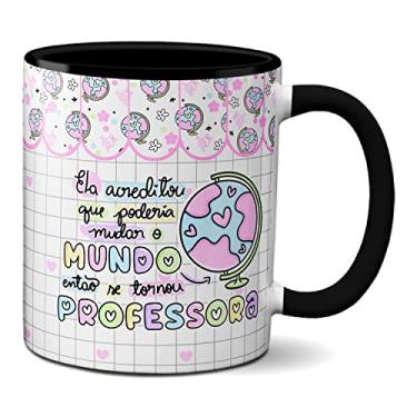 Imagem de Caneca Presente Se Tornou Professora Para Mudar O Mundo (Preta)