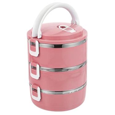 Imagem de Hemoton Caixa Caixa Bento De Três Camadas Recipientes De Almoço De 3 Camadas Recipientes De Almoço Empilháveis Pote De Comida Isolado Empilhável Dividido Fruta Gel De Sílica Viagem Volta