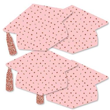 Imagem de Big Dot of Happiness Grau de ouro rosa - Decorações de boné de graduação DIY Party Essentials - Conjunto de 20