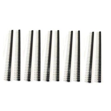 Imagem de QMseller 10 pçs 2,54 mm 40 pinos redondo fêmea Socket Pin Header Strip 1x40P fileira única lisa fêmea/macho soquete/Pin Header Strip conector preto