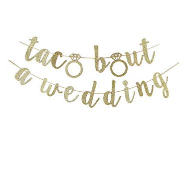 Imagem de Taco Bout A Wedding Banner, decorações divertidas de placas para festa de casamento, decorações temáticas de festa de chá de noiva da festa mexicana