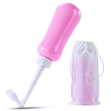 Imagem de Bidê portátil de viagem 500 ml para vaso sanitário portátil para limpeza perineal pós-parto – para atividades ao ar livre, acampamento, viagens, higiene pessoal (rosa)