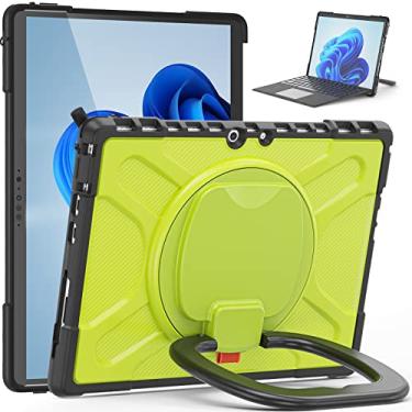 Imagem de LVSHANG Capa para tablet de corpo inteiro à prova de choque suporte capa protetora robusta para Microsoft Surface Pro 8 compatível com teclado tipo capa, capa para tablet Surface Pro 8 (cor: amarelo-verde)