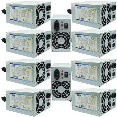 Imagem de KIt 10 Fontes Pc Atx 200W Reais Real Silenciosa com Cabo de Força Nova Knup KP-517