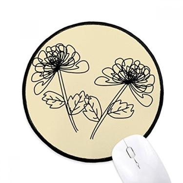 Imagem de Mouse pad ilustração de linha de crisântemo desenhado à mão desktop escritório tapete redondo para computador