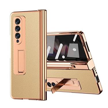 Imagem de Capa dobrável de revestimento de luxo anti-detonação para Samsung Galaxy Z Fold 4 3 Fold4 Fold3 Fold2 Fold 2 5G Filme protetor de vidro, ouro, para Galaxy Z Fold 2