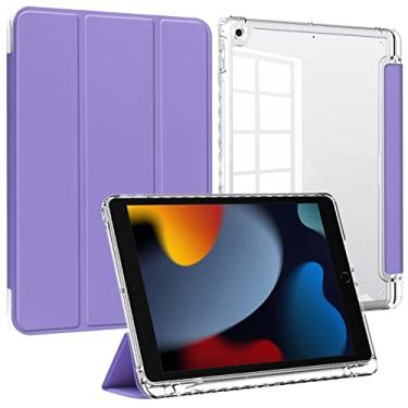 Imagem de Capa de silicone acrílico transparente para iPad de 10,2 polegadas, compatível com iPad 9ª geração 2021/iPad 8ª geração 2020/iPad 7ª geração 2019, capa inteligente com suporte fino com slot para caneta