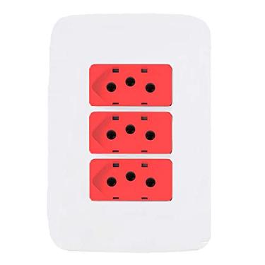 Imagem de Conjunto Tomada Tripla Vermelha 20a 4x2 Margirius B3