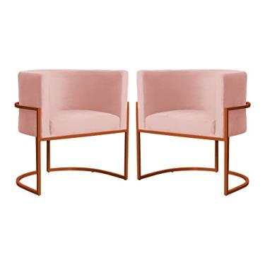 Imagem de Kit 02 Poltrona Luana Base Bronze Para Sala Veludo Cores - DS Estofados