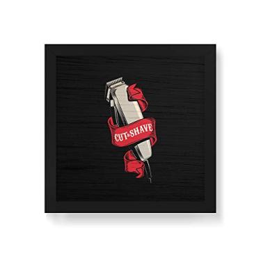 Imagem de Arte Maníacos Quadro Decorativo em Madeira Tesoura Cut E Shave - 30x30cm (Moldura caixa em laca preta)