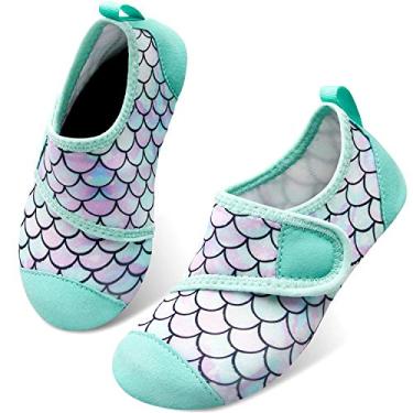 Imagem de Centipede Demon Meias aquáticas infantis para atividades ao ar livre, secagem rápida, para esportes, praia, piscina, surfe, Lótus verde, 8-8.5 Toddler