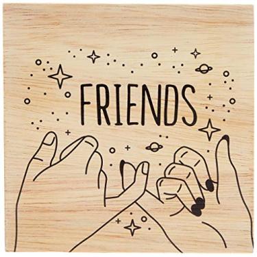 Imagem de Arte Maníacos Bloco em madeira Friends Dedinhos - 10x10cm