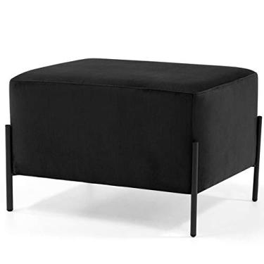 Imagem de Puff Quadrado Decorativo Status 60x45 D02 Pés de Aço Veludo Preto C-300 - Lyam Decor