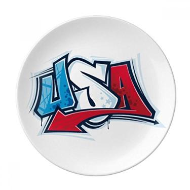 Imagem de Prato de grafite com palavras de estilo americano americano americano Salver louça de jantar