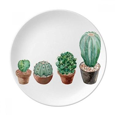 Imagem de Suculentas Cacto Vaso de Ilustração Prato Decorativo de Porcelana Salver Prato de Jantar