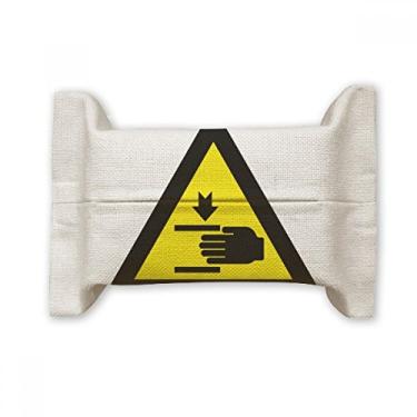 Imagem de Símbolo de aviso amarelo e preto mão triangular capa de papel papel de tecido de algodão saco de linho