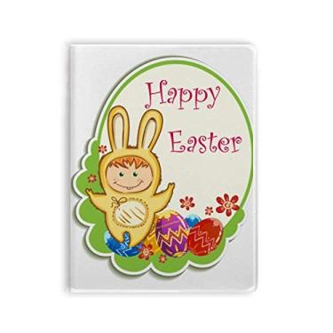 Imagem de Caderno de Cultura de Ovos Infantil Coelhinho Amarelo Feliz Páscoa Diário Capa Macia