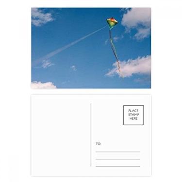 Imagem de Cartão postal Blue Sky White Clouds Kite conjunto de cartões postais de aniversário para enviar cartões de agradecimento