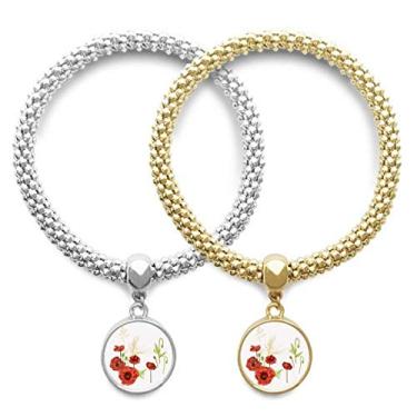 Imagem de DIYthinker Bracelete com pingente de flores e pingente de milho para presente de casal