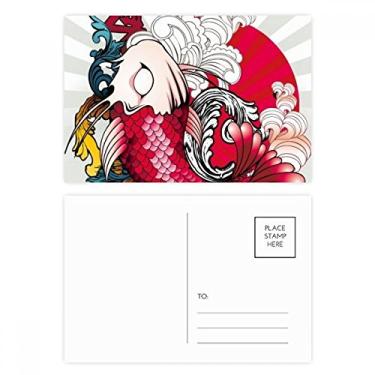 Imagem de Art Fish Koi Conjunto de cartão postal de aniversário com estampa japonesa