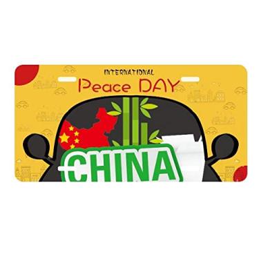 Imagem de DIYthinker Placa de carro China Mapa verde bambu China Town, placa de carro decoração Dia da Paz