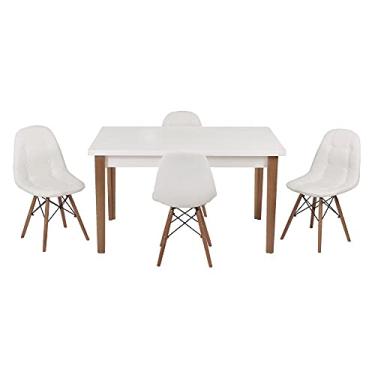 Imagem de Conjunto Mesa de Jantar Luiza 135cm Branca com 4 Cadeiras Botonê - Branco