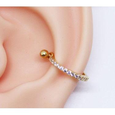 Imagem de Piercing Conch Folheado Com Fileira Zircônias 12mm - Eu Curto Acessóri