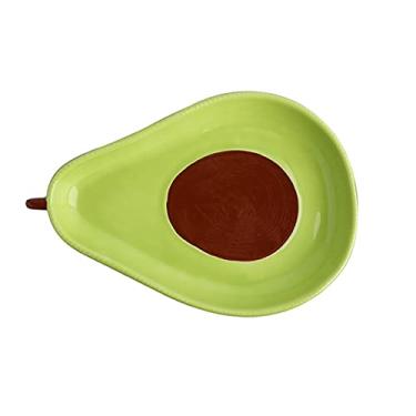 Imagem de GUIPAIHAI Lindo prato de cerâmica em forma de abacate doméstico para salada de frutas prato criativo pires (cor: prato S/16,3 cm11,5 cm3,3 cm)