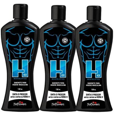 Imagem de KIT Com 3 Sabonetes Lìquidos íntimo Masculino H Ice 130ml Hot Flowers