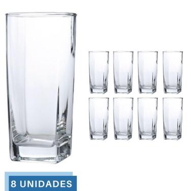 Imagem de Copo Vidro 320ml Quadrado Bali Jogo com 8 Transparente Luxo
