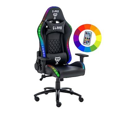 Imagem de Cadeira Gamer RGB em LED com Controle King - Suporta 150kg em PU inclunação 180 - Clanm