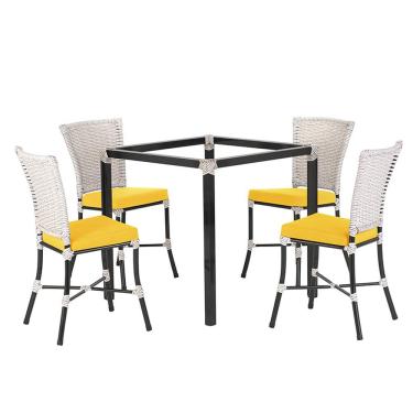 Imagem de Sala De Jantar 1 Mesa Quadrada sem Tampo Com 4 Cadeiras em aluminio industrial Turquia Marmore