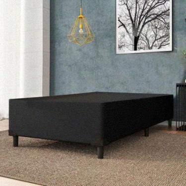 Imagem de Base Cama Box Solteiro 0,88 x 1,88 x 0,28 Suede Amassado Lobbox - Preto