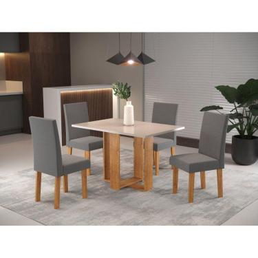 Imagem de Conjunto Sala de Jantar Mesa Romantic com 4 Cadeiras Venus Viero Mel/Blonde/Cinza