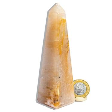 Imagem de Obelisco Aragonita Raio Laranja Pedra Natural 13 a 14 cm