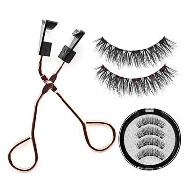 Imagem de Cílios Magnéticos | 1 par de cílios postiços e aplicador para aparência natural - Cílios magnéticos com aplicador, kit de cílios magnéticos, cílios magnéticos reutilizáveis Shakven