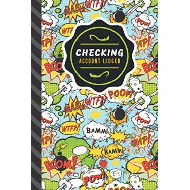 Imagem de Checking Account Ledger: Colorful Comic Book Quote Pattern on Light Blue / Small Check Register for Personal Checkbook / 2,400+ Entries / Spending - ... Notebook / For Organized Person