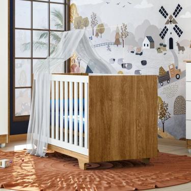 Imagem de Berço Mini Cama 100% MDF Life Branco/Madeirado Ypê