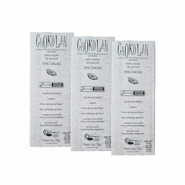 Imagem de Kit 3X: Chocolate 70% Cacau Zero Açúcar Orgânico CHoKolaH 70g