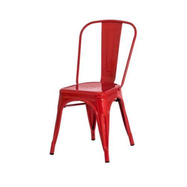 Imagem de Cadeira Tolix Iron Design Vermelha Aço Industrial Sala Cozinha Jantar