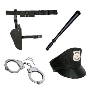 Imagem de Generico - Kit Policial / Fantasia Policial - Coldre + Quepe + Cassetete + Algema - Unissex - Adultos e Crianas