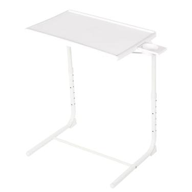 Imagem de Bandeja de TV, Allpop Bandeja de jantar de TV ajustável para comer, mesa dobrável para laptop com 6 alturas e 3 ângulos de inclinação, suporte de copo para cama e sofá, branco