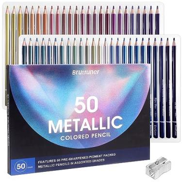Imagem de LBW Conjunto de 50 lápis de cor metálicos pastel metálicos para adultos, para colorir, crianças, iniciantes e artistas
