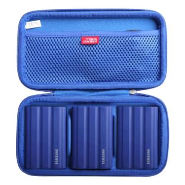 Imagem de Hermitshell Capa rígida de viagem para Samsung T7 Shield 2TB / 1TB / 4TB, SSD portátil, USB 3.2 Gen2 unidade externa de estado sólido (azul, capa para 3 discos rígidos)