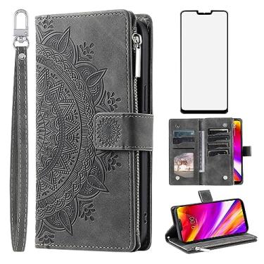 Imagem de Capa de telefone para LG G7 ThinQ Capa carteira com protetor de tela de vidro temperado mandala flor flip zíper titular cartão celular LGG7 One G 7 Plus LG7 Fit LG7ThinQ 7G Thin Q G7+ G7thinq