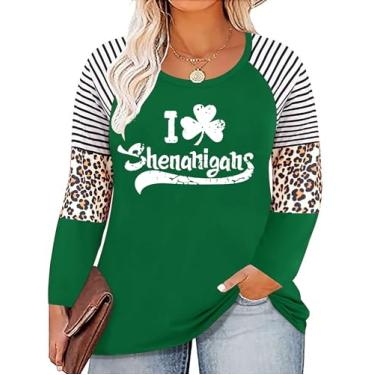 Imagem de Camiseta feminina plus size St. Patrick's Day Camiseta Lucky Shamrock Camiseta Green Heart Trevo Irlandês Tops, Verde 6, 4G Plus Size