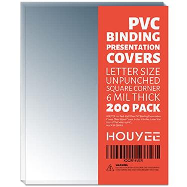 Imagem de HOUYEE Pacote com 200 capas de apresentação de encadernação em PVC de 6 mil, capas de relatório transparentes para encadernação, 20-1/2 x 28 cm, tamanho carta