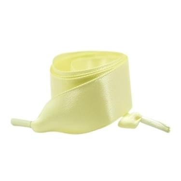 Imagem de Silk Flat Ribbons Sneakers Laces Wedding Unisex Suitable Satin Ided Polyester Smooth Women Candy Shoe ShoeLace (Color : Bright yellow, Size : 80cm)