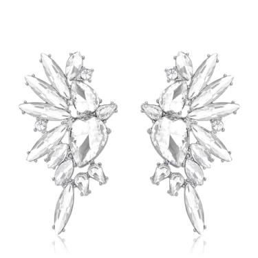 Imagem de Met-edianger Brincos vintage de strass retrô com pingente de gota de cristal grande para mulheres e meninas, Zinco, Vidro