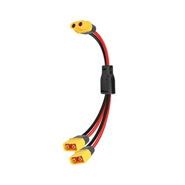 Imagem de GINTOOYUN Cabo de extensão divisor XT60 Y 12 AWG XT60 fêmea para adaptador de conector duplo macho para painel solar, gerador solar, estação de energia portátil, drone, trailer, navio etc. (0,3 m)